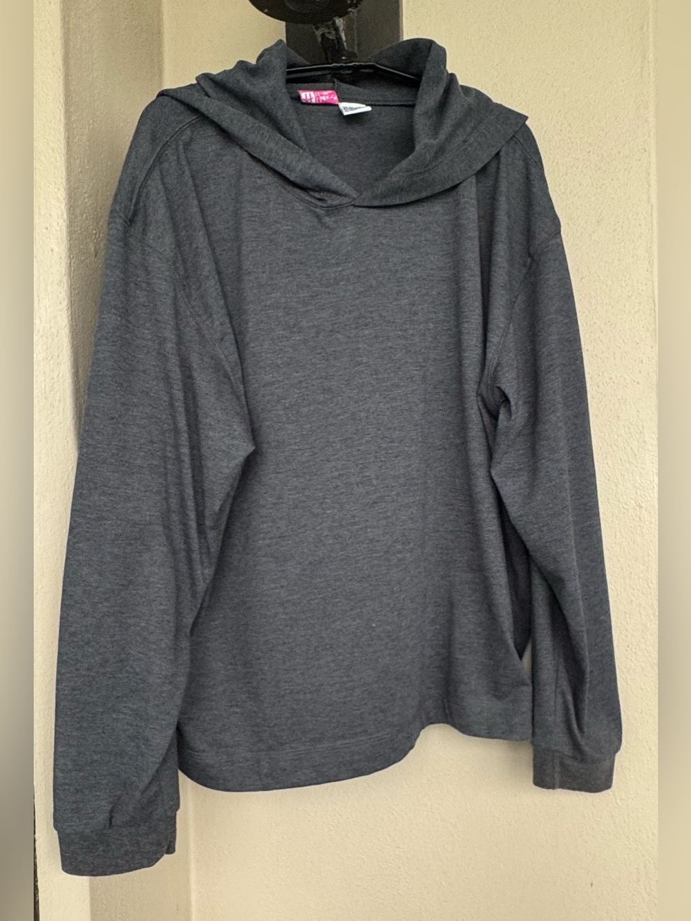 Hanes Her Way Heather Gray Long Sleeve Hoodie V-Neck Polyester/Cotton Stretch OS - Picture 3 of 10